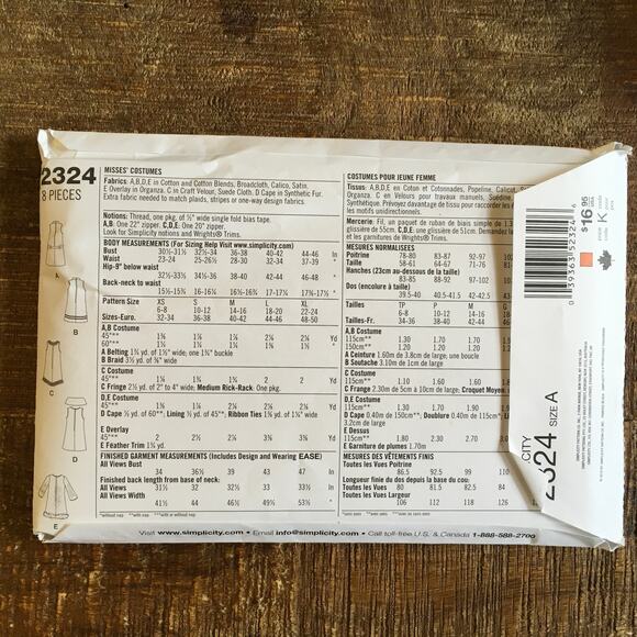 *PLUS SIZE up to 24* Simplicity Sewing Pattern 2324 Womens Costume Dress UNCUT - Picture 2 of 2